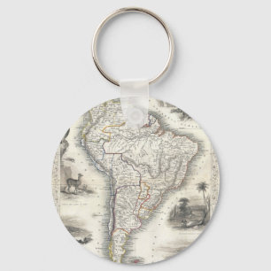 Vintage Map of South America (1850) Keychain