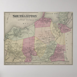 Vintage Map of Southampton NY (1873) Poster