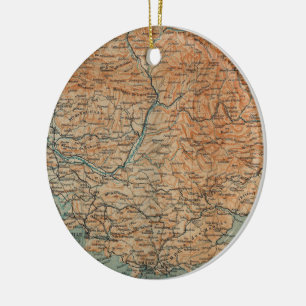 Vintage Map of Southern France (1914) Ceramic Ornament