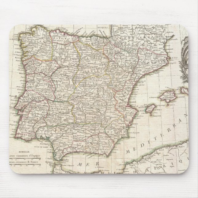 Vintage Map of Spain (1775) Mouse Pad (Front)