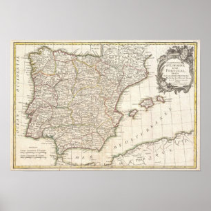 Vintage Map of Spain (1775) Poster