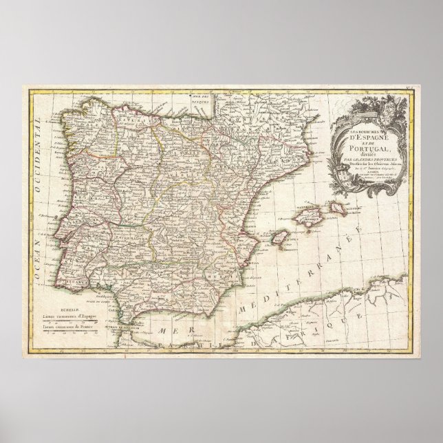 Vintage Map of Spain (1775) Poster (Front)