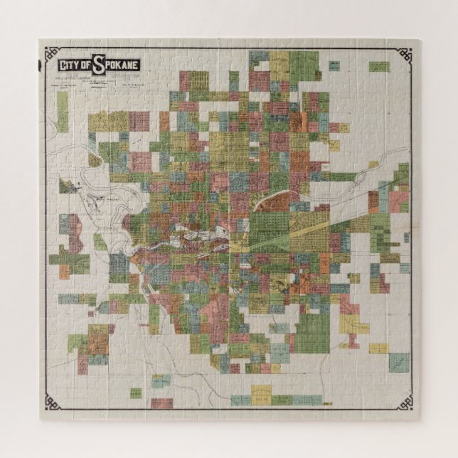 Vintage Map of Spokane WA (1910) Jigsaw Puzzle (Vertical)