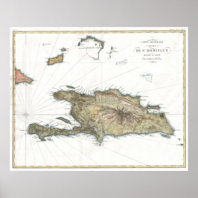 Vintage Map of St. Domingue (1802) Poster (Front)