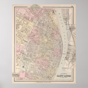 Vintage Map of St Louis MO (1884) Poster