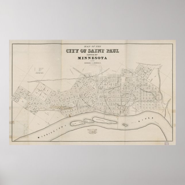 Vintage Map of St. Paul Minnesota (1860) Poster (Front)
