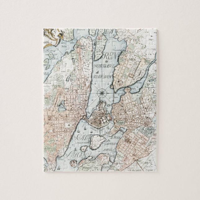 Vintage Map of Stockholm (1733) Jigsaw Puzzle (Vertical)