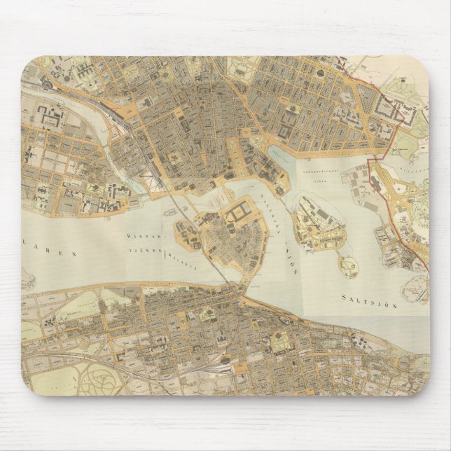 Vintage Map of Stockholm (1899) Mouse Pad (Front)