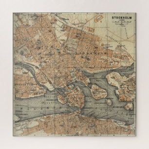 Vintage Map of Stockholm Sweden (1909) Jigsaw Puzzle