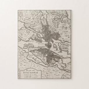 Vintage Map of Stockholm Sweden Jigsaw Puzzle