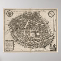 Vintage Map of Strasbourg France (1575)