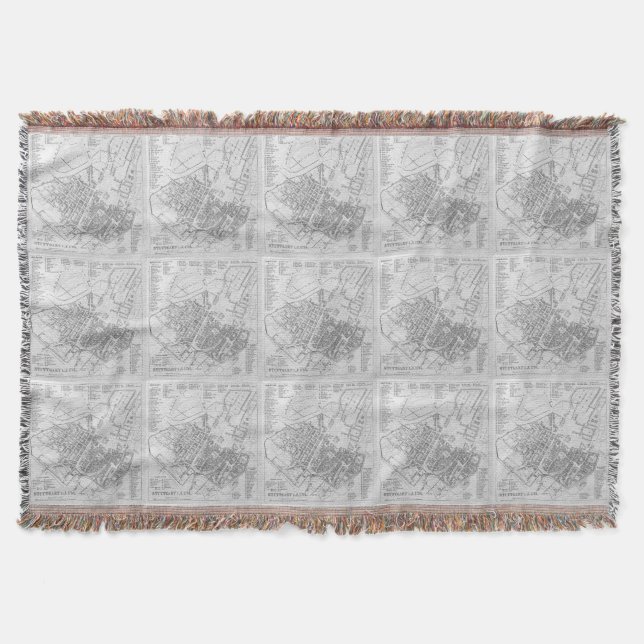 Vintage Map of Stuttgart Germany (1794) Throw Blanket (Front)