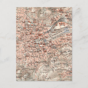 Vintage Map of Stuttgart Germany (1909) Postcard