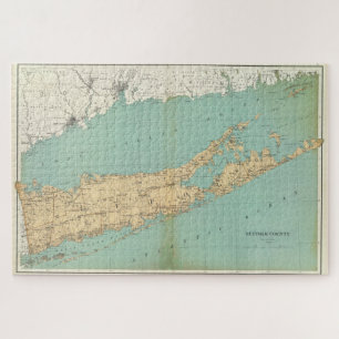 Vintage Map of Suffolk County NY (1895) Jigsaw Puzzle