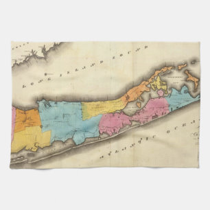 Vintage Map of Suffolk New York (1829) Kitchen Towel