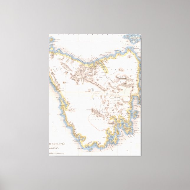 Vintage Map of Tasmania (1837) Canvas Print (Front)