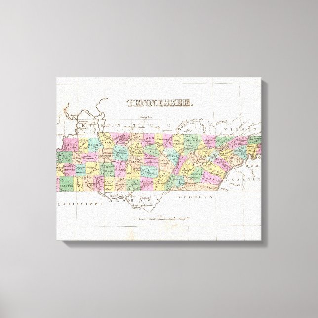 Vintage Map of Tennessee (1827) Canvas Print (Front)