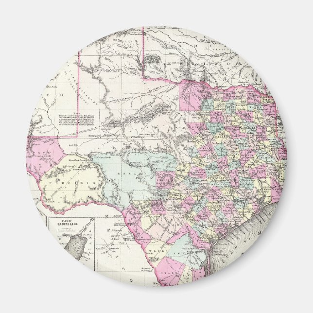 Vintage Map of Texas (1855) Magnet (Front)