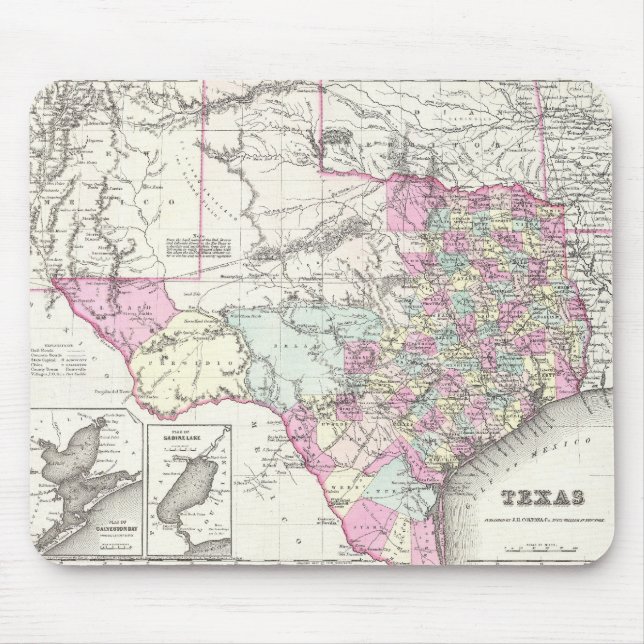 Vintage Map of Texas (1855) Mouse Pad (Front)