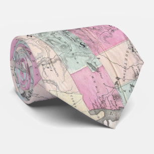 Vintage Map of The Adirondack Mountains (1867) Tie