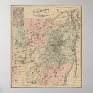 Vintage Map of The Adirondack Mountains (1879) Poster