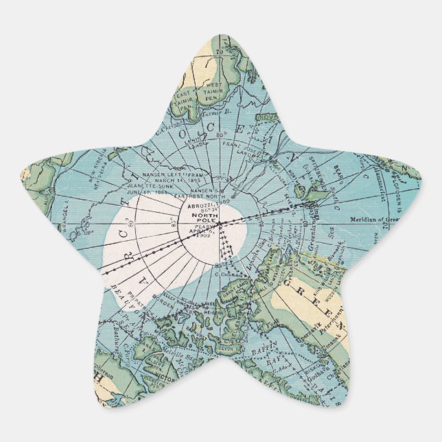 Vintage Map of the Arctic Star Sticker (Front)