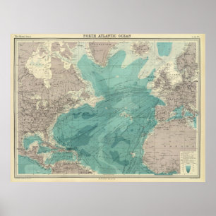 Vintage Map of The Atlantic Ocean (1922) Poster