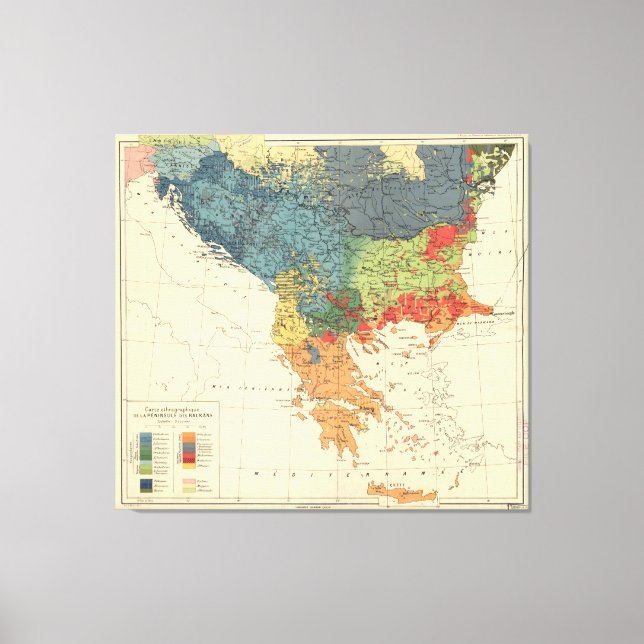 Vintage Map of The Balkans (1918) Canvas Print (Front)