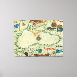 Vintage Map of The Black Sea (1559) Canvas Print