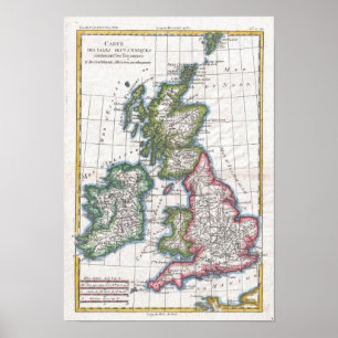 Vintage Map of The British Isles (1780) Poster