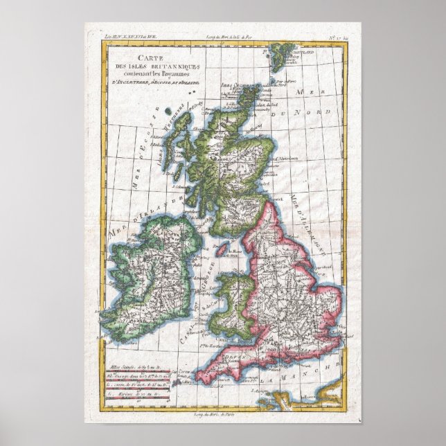 Vintage Map of The British Isles (1780) Poster (Front)