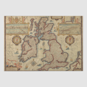 Vintage Map of the British Isles, Decoupage Craft Tissue Paper