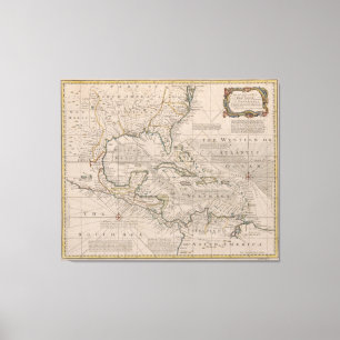 Vintage Map of The Caribbean (1720) Canvas Print