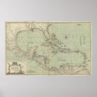 Vintage Map of The Caribbean (1774)