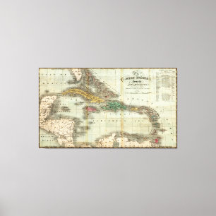 Vintage Map of The Caribbean (1834) Canvas Print
