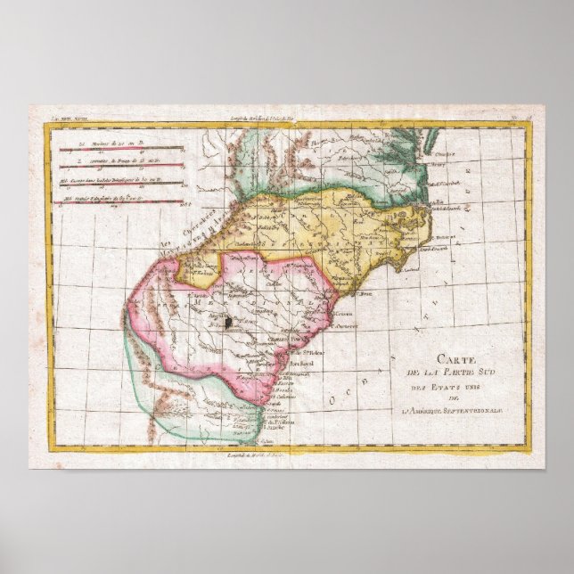 Vintage Map of The Carolinas (1780) Poster (Front)