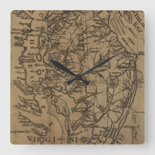 Vintage Map of The Chesapeake Bay (1778) Square Wall Clock