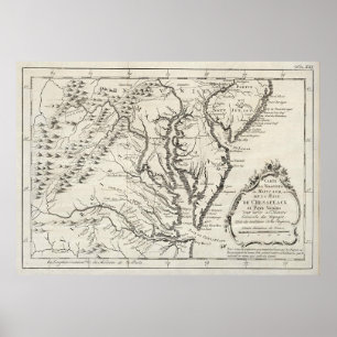 Vintage Map of The Chesapeake Bay (1780) Poster