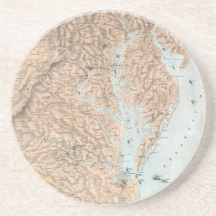 Vintage Map of The Chesapeake Bay (1861) Coaster
