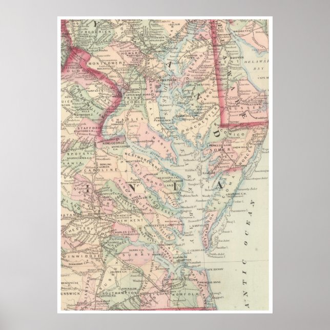 Vintage Map of The Chesapeake Bay (1875) Poster (Front)