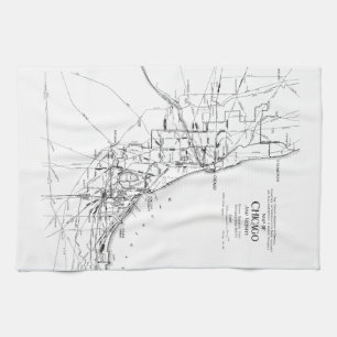 Vintage Map of The Chicago Railroad Network (1913) Kitchen Towel