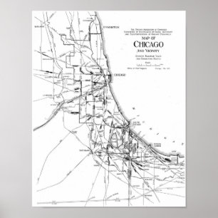 Vintage Map of The Chicago Railroad Network (1913) Poster