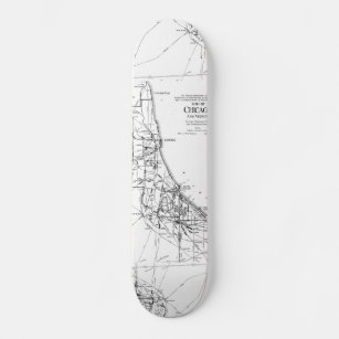 Vintage Map of The Chicago Railroad Network (1913) Skateboard