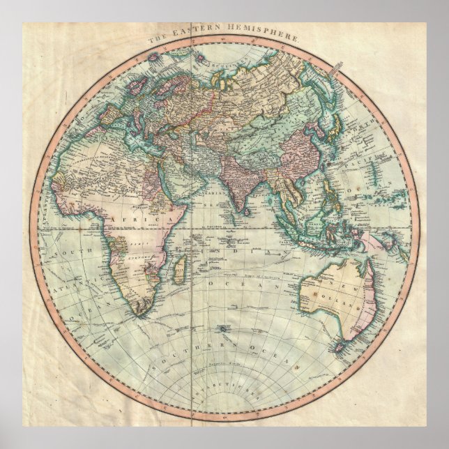 Vintage Map of The Eastern Hemisphere (1801) Poster (Front)