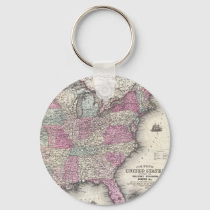 Vintage Map of The Eastern United States (1862) Keychain
