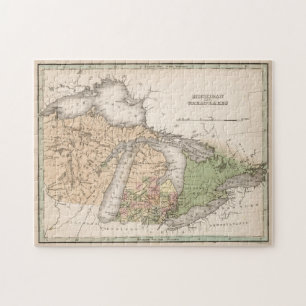 Vintage Map of The Great Lakes (1837) Jigsaw Puzzle
