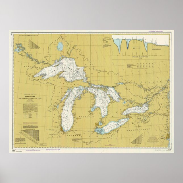 Vintage Map of The Great Lakes (1979) Poster (Front)