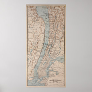 Vintage Map of The Hudson River (1919) Poster