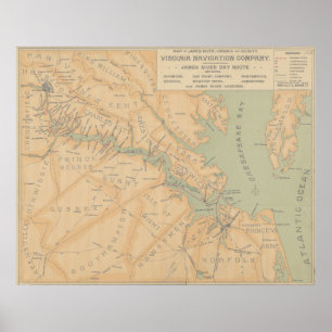 Vintage Map of The James River (1899) Poster