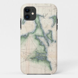 Vintage Map of the Massachusetts Coastline iPhone 11 Case
